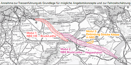 Mögliches Trassenband Neue Ostbahn, © ÖIR GmbH